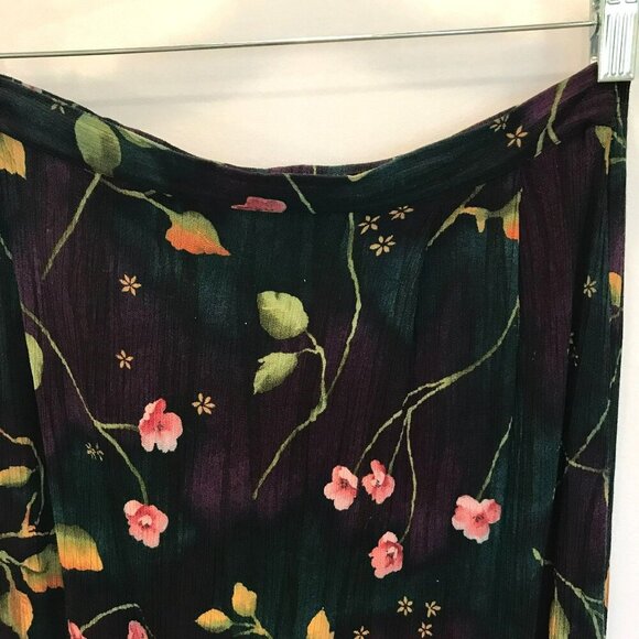 Jaclyn Smith Maxi Skirt Elastic Back Waist Floral Career Women's Sz Large Black - Picture 2 of 11